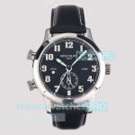 Swiss Cal.9015 Replica Patek Philippe Calatrava Black Dial Pilot Travel Time Watch 